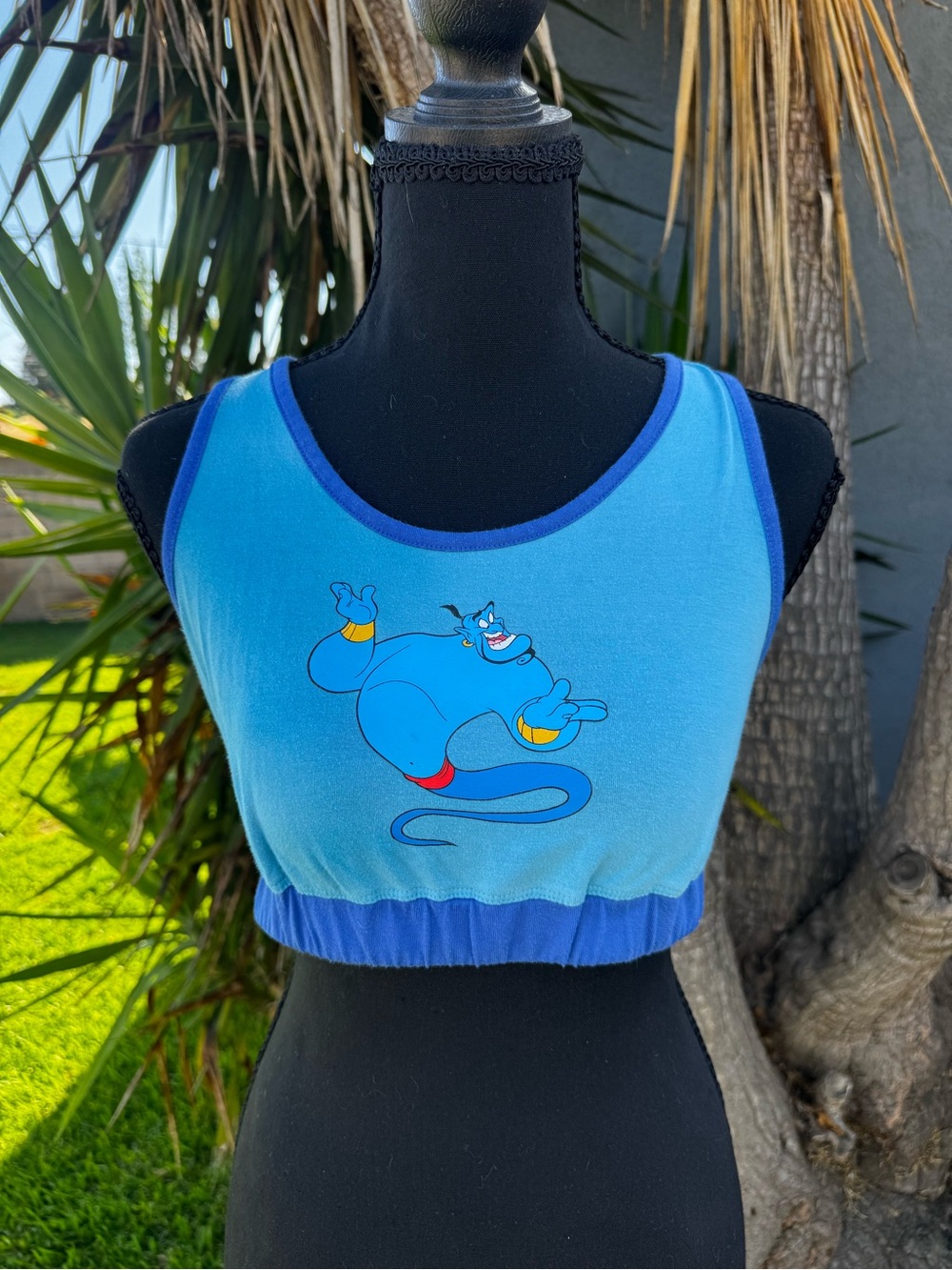 Blue Genie Graphic Crop Tank Top - Women